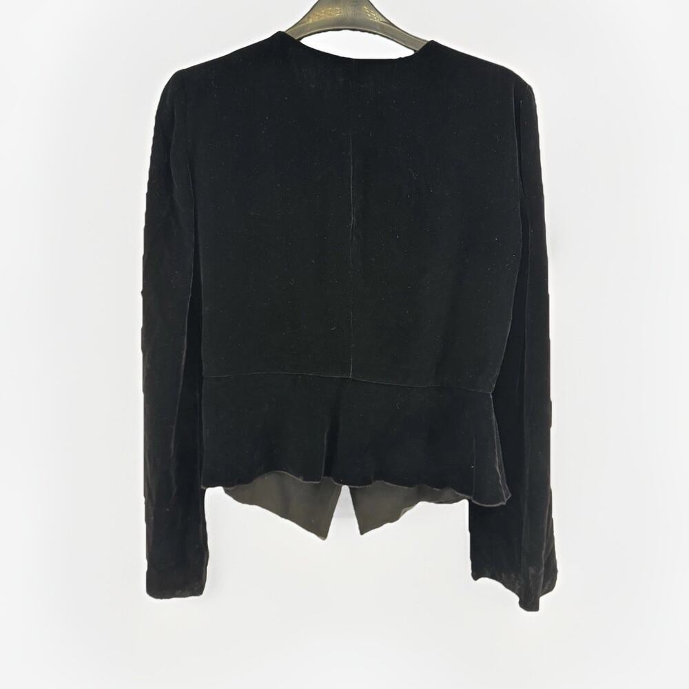 Armani Collezioni Jacket Womens Size 6 Black Velvet Blazer Ruffle Lapel - Picture 2 of 9